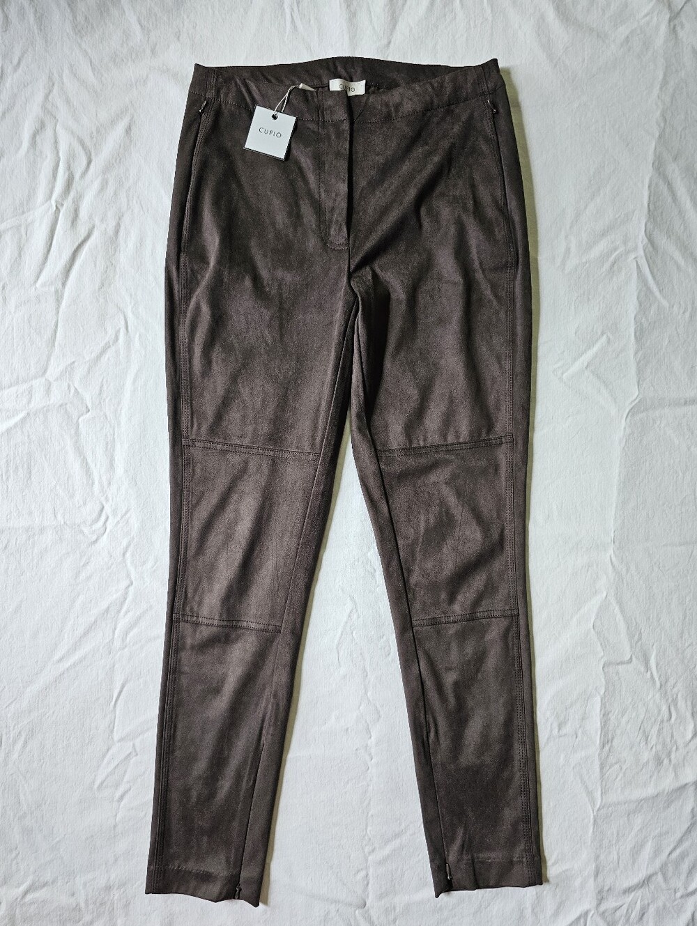 NWT Cupio Brown Faux Suede High-rise Chic Office Autumn Skinny Pants Size S